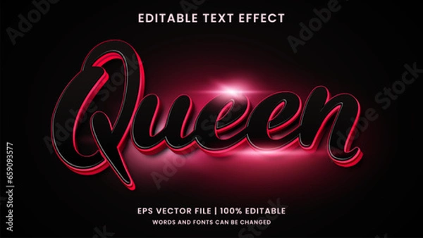 Obraz Queen pink 3d editable text effect