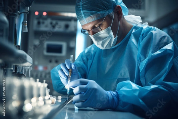 Fototapeta medical scientist studying virus in laboratory generative ai