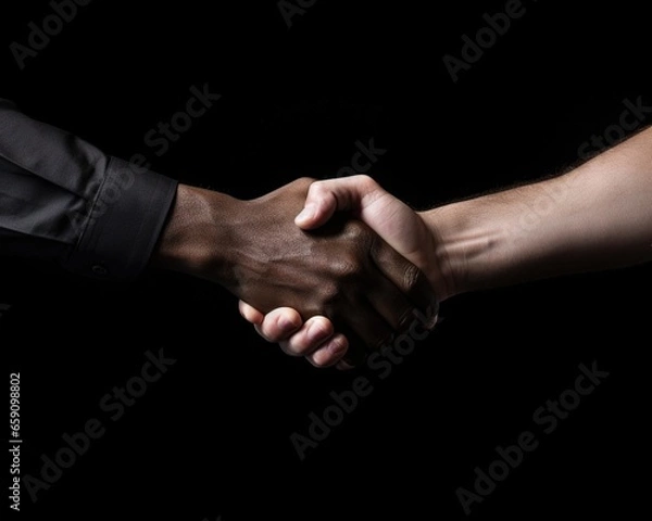 Obraz handshake between two people on a black background.