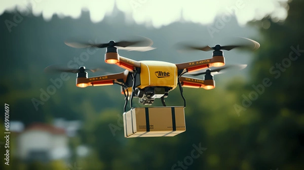 Obraz Logistics Drone Delivering a Package