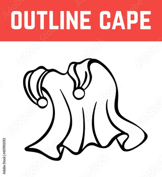 Fototapeta Super hero cape outline. Vector black and white cape icon. Outline Cape illustration isolated on white background