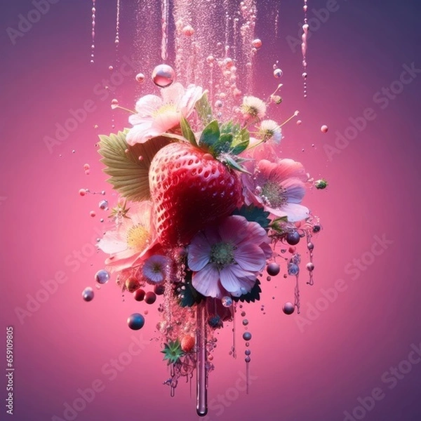 Fototapeta strawberry and splash