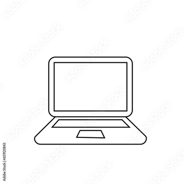 Fototapeta Blank white screen laptop isolated.