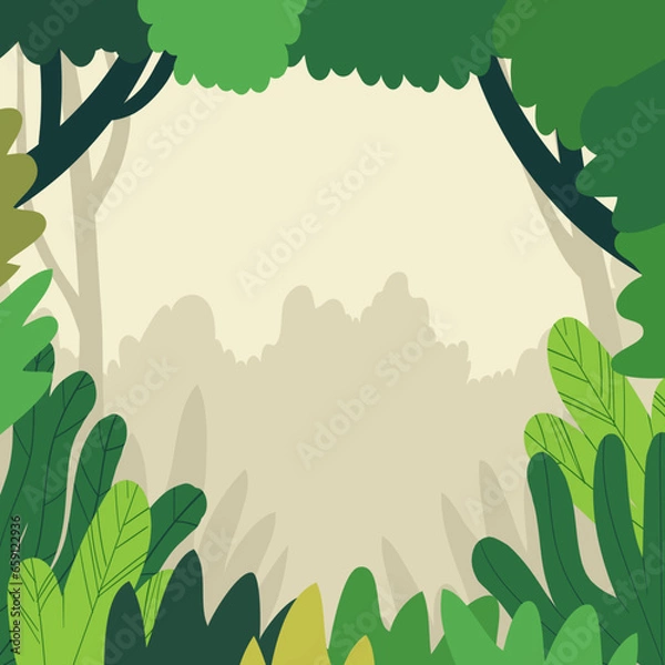 Obraz Vector Organic flat jungle background