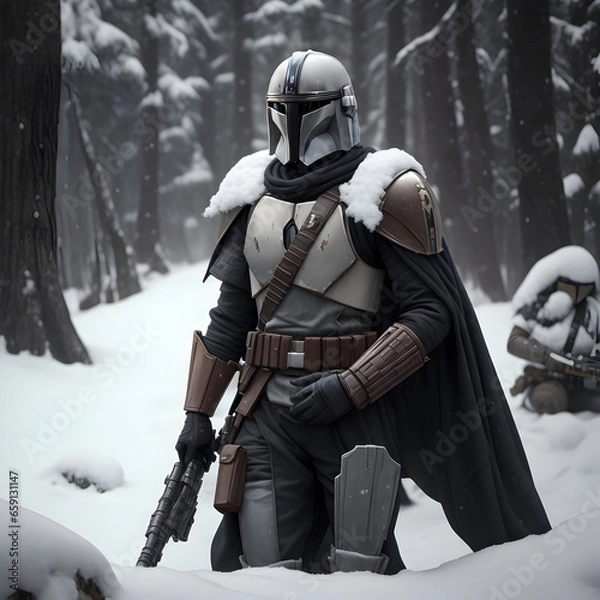 Obraz soldier in winter forest