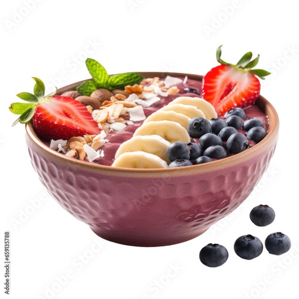 Fototapeta Acai bowl: Similar to a smoothie bowl, but with acai berries