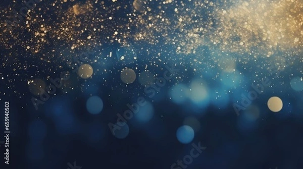 Obraz background of abstract glitter lights blue gold and black banner