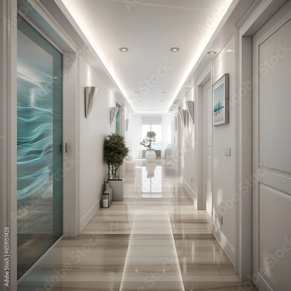 Fototapeta Small corridor design utilizing water 