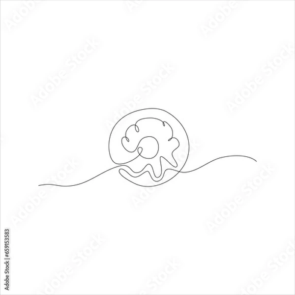 Fototapeta Continuous line art of donut