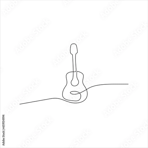 Obraz Continuous line art of guitar