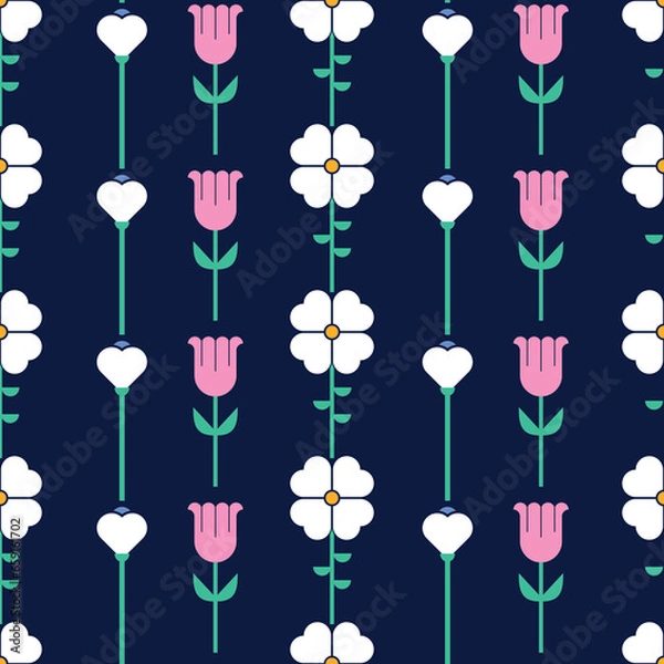 Fototapeta retro seamless pattern with flowers