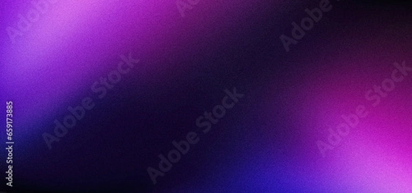 Fototapeta Purple black blue dark glowing grainy gradient background noise texture poster header banner design copy space