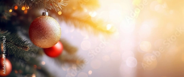 Fototapeta christmas background with christmas tree. christmas banner