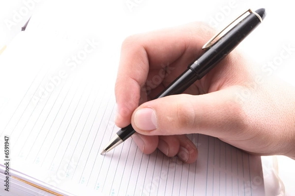 Fototapeta Hand with the handle,  daily log,  document