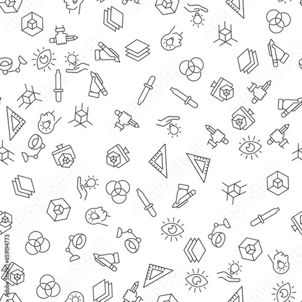 Fototapeta Liner, Pencil, Dropper, Vector Seamless Pattern for websites, wrapping, printing backgrounds and other purposes