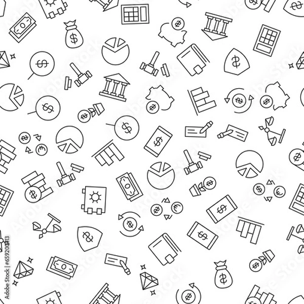 Fototapeta Money, Progress, Pie Chart, Business, Economy Seamless Pattern for printing, wrapping, design, sites, shops, apps