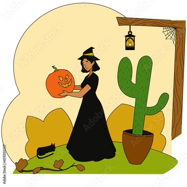 Obraz Witch halloween Cute Illustration