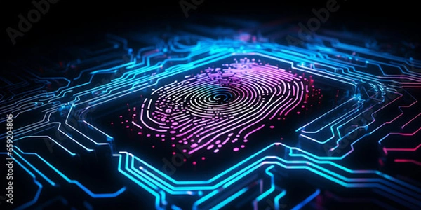 Fototapeta Cyber Fingerprint Lock Reader