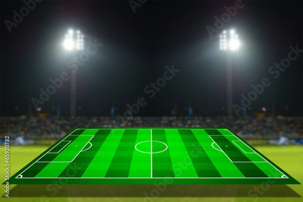 Fototapeta simulation of football field with stadium background