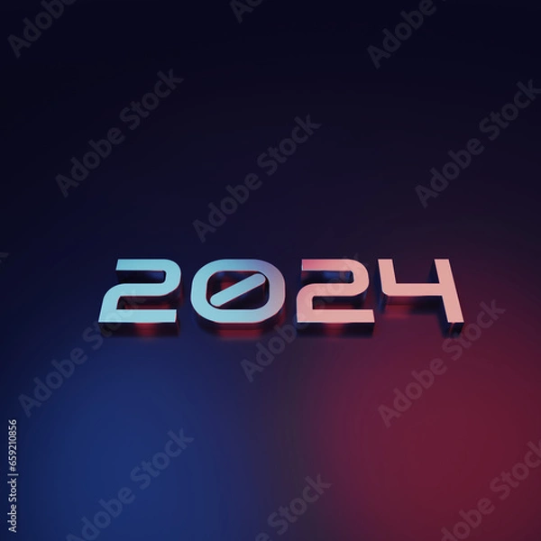 Fototapeta Modern 2024 3D text with spot light AI Generative