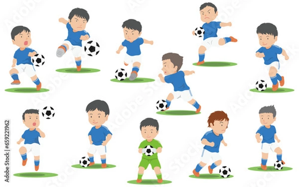 Obraz サッカー選手　イラストセット