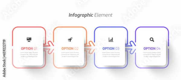 Fototapeta Vector Infographic Business with Thin Line, Rectangle Label, Icon and 4 Option for Presentation