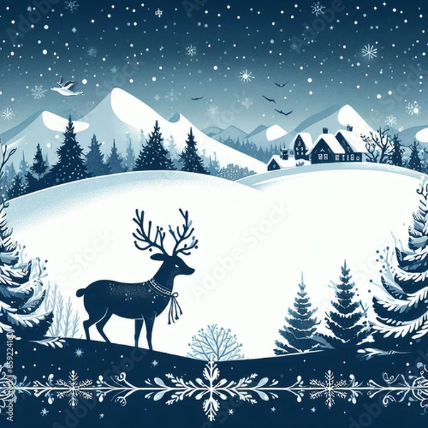 Obraz Festive Christmas greeting card, AI generated illustration
