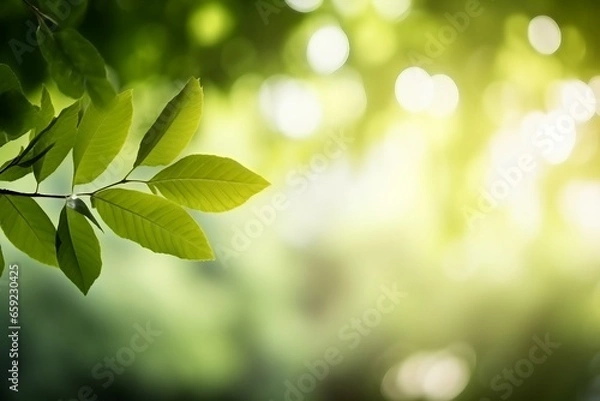 Fototapeta Nature of green leaf in garden at summer. Natural green leaves plants using as spring background cover page environment ecology or greenery wallpaper. generative ai.
