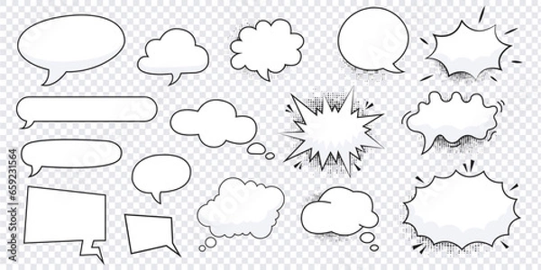 Obraz Kolekcja zestawu bańki mowy. Element dialogu komicznego z kreskówek. Ilustracja wektorowa
