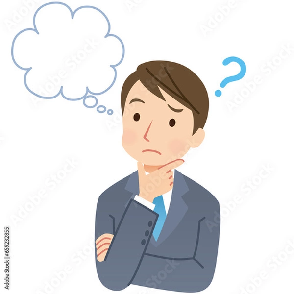 Fototapeta 考え事をする会社員　若い男性　ビジネスマン