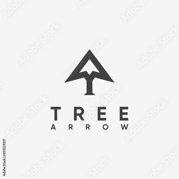 Fototapeta Tree and icon arrow logo design