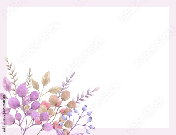 Obraz 紫の実の植物を飾ったフレーム素材