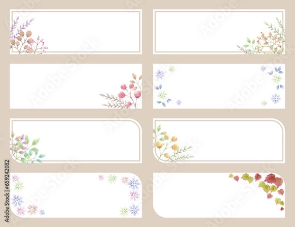 Obraz カラフルなお花と実のバナーセット