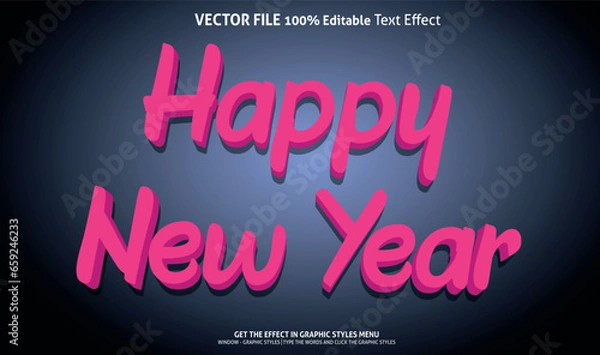 Obraz Happy New Year 3d text effect and editable text effect