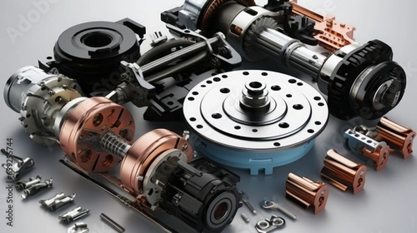 Obraz Reviving Classic Tech: Exploring the Legacy of Vintage Machinery, Car Parts, and Analog Era Equipment, generative AI