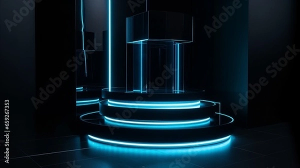 Obraz Refreshing & Blue: Electric Glass Blender for Your Kitchen!, generative AI