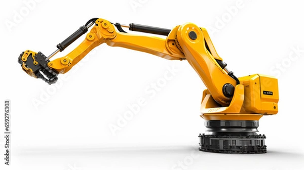 Fototapeta Robotic Arm 3D on White Background Mechanical Hand