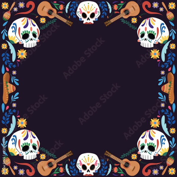 Obraz Dia de Los Muertos Frame Background