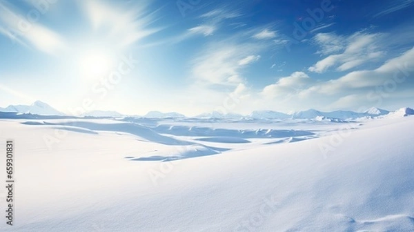 Obraz Clear blue sky and bright snow create a winter backdrop outdoors