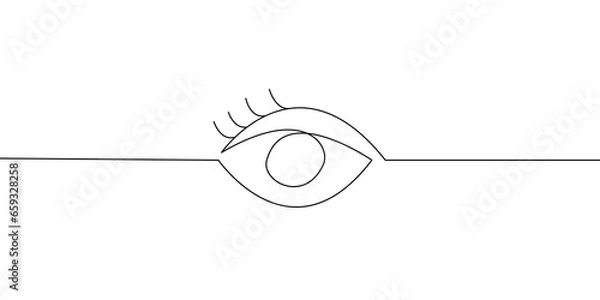 Fototapeta Continuous line drawing of eye on transparent background.