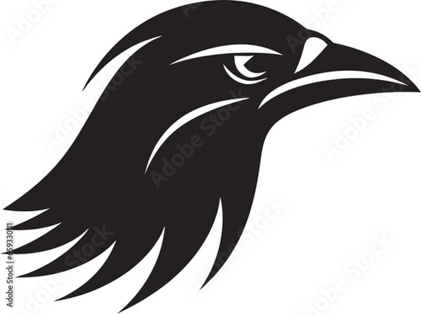 Fototapeta Minimalistic Black Bird Crest Abstract Raven Vector Badge