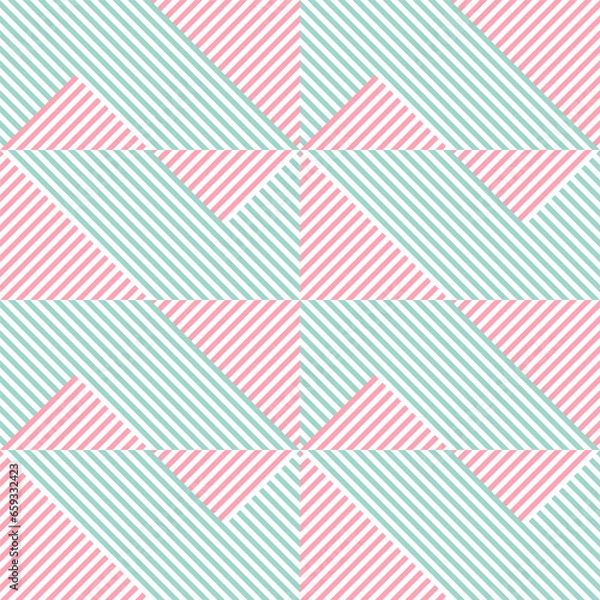 Fototapeta Modern abstract geometric contemporary vector seamless diagonal pattern with simple elements and shapes. Graphic pastel colored minimalist background.