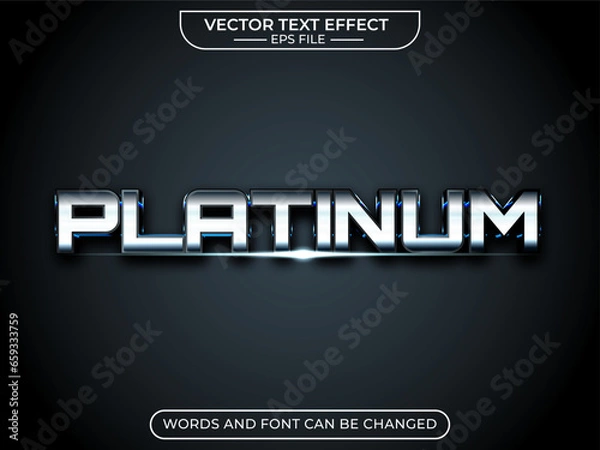 Obraz platinum text effect, editable, 3d text. for business promotion. vector template