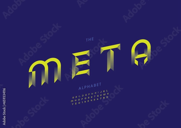 Fototapeta Vector of stylized modern font and alphabet