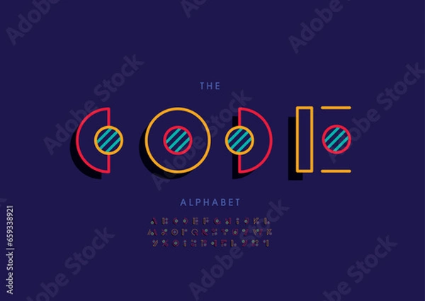 Fototapeta Vector of stylized modern font and alphabet