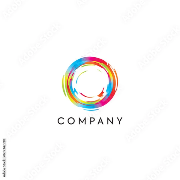 Fototapeta Round o colorful circle abstract art paint strock studio globe business, logo, design, brand identity, flat logo, company, editable, vector