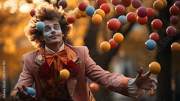 Obraz clown & colorful balls