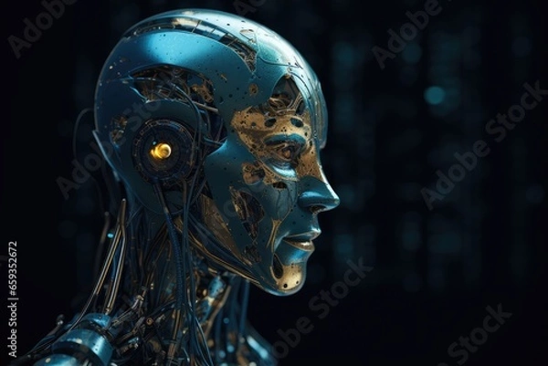 Fototapeta AI tech robotics human brain concept for machine learning