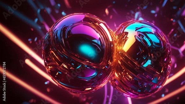 Fototapeta abstract background with glowing circles