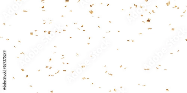Fototapeta Falling shiny golden confetti 3D rendering.
